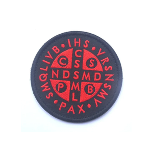 Écusson personnalisé brodé des Chevaliers Templiers, motif bouclier croix rouge, à coudre, en tissu, forme circulaire 29,5x22CM, pour promotion - Product Image 2