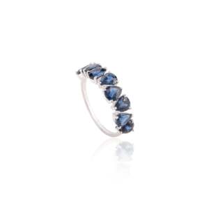 14K <b>Gold</b> Pear Cut Blue Sapphire Statement <b>Ring</b> - Product Image 3
