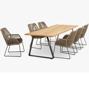 Conjunto de Comedor para Exteriores con Diseño Minimalista y Estructura de Madera de Teca para Muebles de Hogar - Product Image 6
