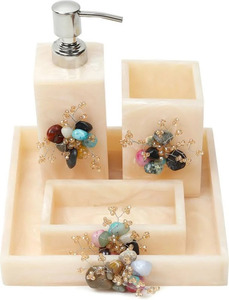 Juego de Baño de Resina de Estilo Clásico de 4 Piezas para el Hogar: Dispensador de Jabón, Portacepillos de Dientes, Bandeja para Artículos de Baño, al Mejor Precio Accesible - Product Image 2