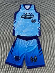 Ensemble de maillot de basket Rexfit Made Storm sublimé bleu 46 pour garçons, séchage rapide, sans manches, col en V, vêtements de sport toutes saisons - Product Image 1