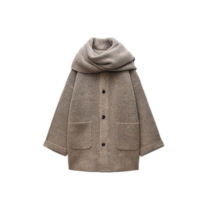 TRAF Women's Slim Fit Knitted Cardigan Scarf Long Sleeve Patchwork Pocket Elegant Office Casual Sweater - Product Image 1