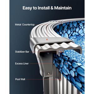 Telo di rivestimento ovale in vinile premium da 4,5 m per piscine con parete alta 1,68 m, facile da installare, con patch anti-perdita per piscine da 2 m - Product Image 6