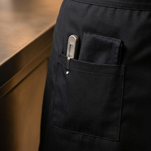 Kit complet d'uniforme de chef : veste, pantalon, tablier, chapeau – en polyester et coton, respirant, anti-boulochage, pour la cuisine - Product Image 6