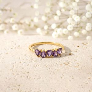 Genuine Amethyst Heart <b>Ring</b> Handmade Sterling <b>Silver</b> Gold Filled Dainty Gemstone <b>Stacking</b> Band Anniversary Gift for Her - Product Image 5