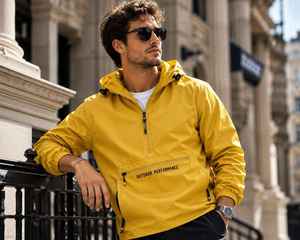 Men <b>Waterproof</b> Hooded Motorcycle <b>Jacket</b> <b>Thin</b> Lightweight Windproof Outerwear for Spring Riding Travel and Outdoor Activities - Product Image 5