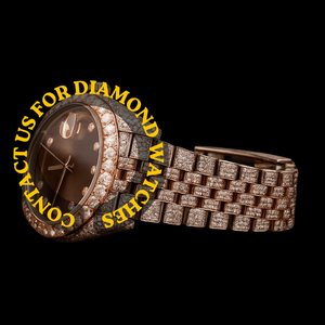 Montre-bracelet pour homme style Hip Hop, entièrement sertie de diamants Moissanite bicolores, cadran rond couleur marron avec bracelet en acier inoxydable - Product Image 4