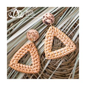 Boucles d'oreilles en rotin tressé chic, forme goutte d'eau, écologiques, design tendance, VENTE CHAUDE - Product Image 6