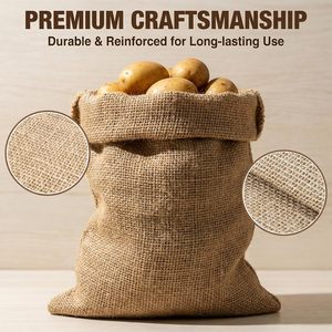 Jute <b>Vegetable</b> <b>Storage</b> Bags With Woven Labels Natural Breathable Fabric For Potatoes Onions Pantry Organization - Product Image 6