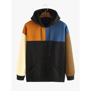 Sweat à capuche multicolore pour homme avec poche kangourou, patchwork, vente en gros OEM ODM - Product Image 2