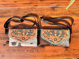 Piel de vaca cuero real tallado piel Fling Clutch mano cuero elegante colección de mujeres embrague multiusos embrague - Product Image 3