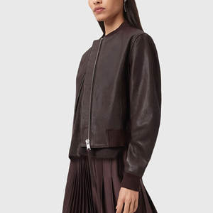 เสื้อแจ็คเก็ตหนังแท้ทรงครอปสำหรับผู้หญิง แฟชั่นเสื้อแจ็คเก็ตหนังทรงครอปสำหรับผู้หญิง ราคาดีที่สุด - Product Image 3