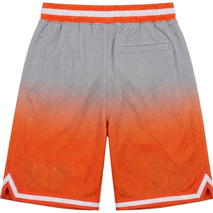 Pantalones Cortos de Baloncesto Sublimados Personalizados para Hombre, de Malla con Degradado Naranja y Gris, con Cordón Ajustable, Bolsillos y Logotipo Frontal - Product Image 2