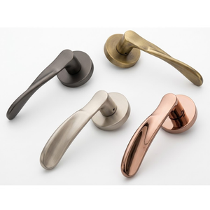 ชุดมือจับประตูทองเหลืองพร้อมกุญแจแบบฝัง |   มือจับประตูดีไซน์เนอร์แบบก้านโยก สีโบราณ สีดำ สีกราไฟต์ และสีทอง สำหรับประตูภายใน - Product Image 1