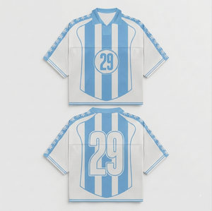 Maillot de football pour homme à manches courtes en polyester respirant, col rabattu, coupe classique, numéro personnalisé - Product Image 2