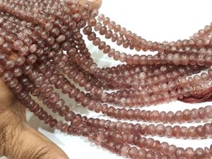 Quartz rose naturel 7-8 mm, perles rondes lisses, vendues par brin de 8 pouces de long - Product Image 5