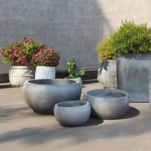 Juego de 3 Macetas Redondas de Hormigón para Exteriores, Estilo Urbano, Contemporáneo, Ecológico, Duradero, Estructura Reforzada - Product Image 3