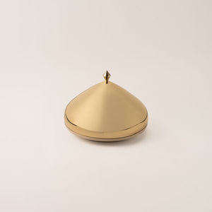 Plat de service décoratif haut de gamme en métal doré, avec couvercle en dôme, pour table, vaisselle de luxe - Product Image 2