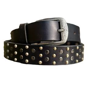 Ceinture Western Vintage Faite à la Main avec Clous, en Cuir de Vachette à Poils, Boucle en Acier Robuste, Largeur 1-1,5 pouces, Toutes Longueurs Disponibles - Product Image 1