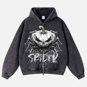 Sudadera con capucha de alta calidad, estilo vintage, lavado ácido, con cremallera, estilo urbano, gráfico retro Y2K, unisex, personalizada para hombre. - Product Image 5