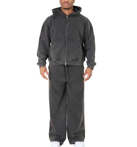 Conjunto de Chándal Premium con Lavado Ácido, Sudadera con Capucha y Jogger Personalizados, Atuendo Casual de Dos Piezas, de Algodón Suave y Felpa a Juego - Product Image 1