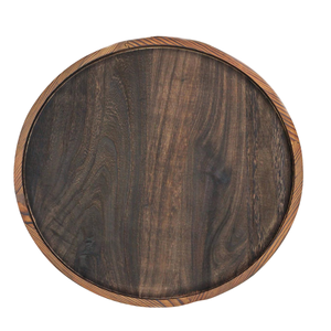 Plateau rond en bois d'acacia pour servir des plateaux de nourriture dans un café, un restaurant ou à la maison, idéal pour la table basse, la cuisine ou la décoration. - Product Image 1