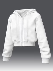Sudadera Corta con Capucha para Mujer, Color Blanco, con Aplique de Cereza Dorada en la Espalda, Diseño Casual para Otoño, 100% Algodón Tejido, Manga Larga - Product Image 2