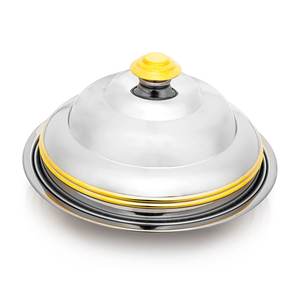 Modern Luxury Metal Serving <b>Bowl</b> <b>with</b> Gold Rim <b>Lid</b> Polished Finish Durable & Dishwasher Safe Party & Gifting Occasion - Product Image 4