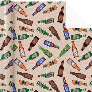 Mini Rotolo di Carta da Regalo per Birra da 17 Pollici x 16,5 Piedi per Bottiglie, Ideale per Feste di Compleanno Maschili e Decorazioni - Product Image 2