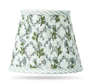 Pantalla de Lámpara de Tela de Algodón Ecológica Hecha a Mano en India, Color Azul Claro, Diseño Plegado, para Decoración de Interiores del Hogar - Product Image 1