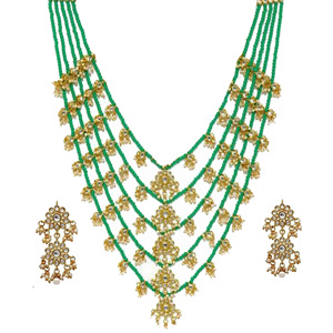 Indian Stylish Layered Pearl Rani Haar Long Kundan Necklace Zircon Alloy Jewellery Set Wedding Engagement Party Gift Hiphop Gold - Product Image 4