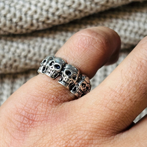 Fashionable Unique Latest Skull <b>Ring</b> Gothic Brass <b>Rings</b> Men Oxidized Silver Finish Punk Skeleton Bands <b>Chunky</b> Jewelry Wholesale - Product Image 3