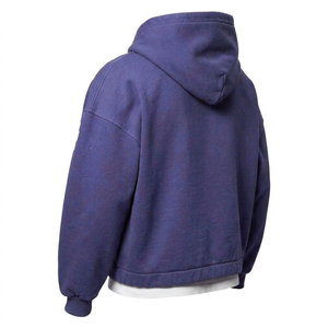 Sudadera con capucha morada de alta calidad con logotipo personalizado, 100% algodón grueso, hombros caídos, cierre completo con cremallera, unisex, forro polar, ecológica. - Product Image 3