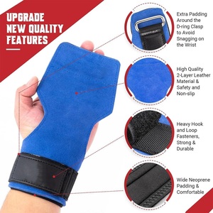 PU Weightlifting Gym Hand Grips Non-Slip Adjustable Wrist <b>Strap</b> Full <b>Finger</b> Gloves Unisex for Pull-Ups Powerlifting Functional - Product Image 2