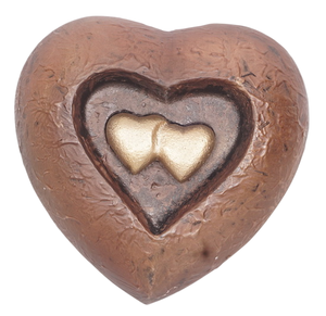 Heart Shape American Style Cremation Urn BROWN TEXTURE Color with Gold Hearts Customizable Designs for Adult - Product Image 2