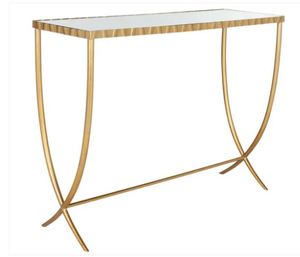 LINEA Metal <b>Console</b> <b>table</b> with Glass Top luxury Golden metal <b>console</b> <b>table</b> for living room - Product Image 2