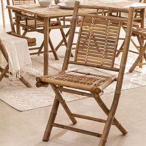 Wholesale Rustic Bamboo Folding <b>Chair</b> Curved Back Stable Frame Durable Natural Seating for Indoor Outdoor Furniture OEM ODM - Product Image 2
