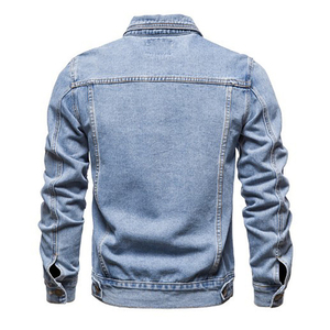 Veste en jean noire pour homme ZRROPS INDUSTRY, style vintage décontracté, col rabattu, simple boutonnage, respirante, en coton, pour chauffeur de camion - Product Image 2