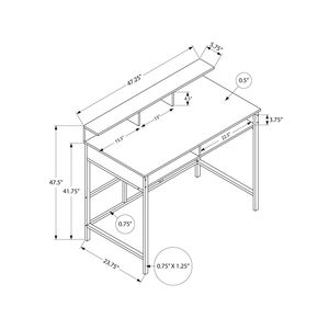 Scrivania Moderna da Ufficio Domestico 48L con Ripiani Portaoggetti, Laminato Marrone e Struttura in Metallo Nero per Computer Portatile - Product Image 4