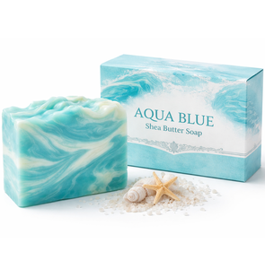 Savon au Beurre de Karité Bleu Aqua en Gros OEM, Savon Artisanal de Luxe, Nourrissant et Hydratant en Profondeur, Marque Privée Disponible, Approvisionnement en Vrac - Product Image 2