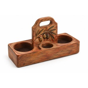 Plateau artisanal en bois d'acacia pour huile d'olive - Rangement de cuisine toscane en gros - Product Image 1