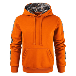 Sweat-shirt à capuche en polaire orange pour homme avec manches et poche camouflage, coupe classique, style décontracté, style automne - Product Image 3