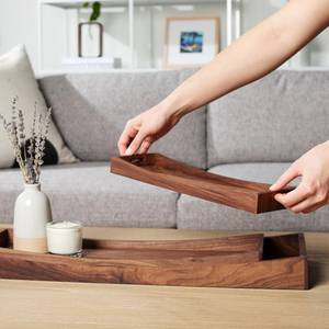 Ensemble de plateaux de service en bois de qualité supérieure, faits à la main, empilables, rectangulaires, pour le café, le thé, le petit-déjeuner, plateau décoratif - Product Image 3