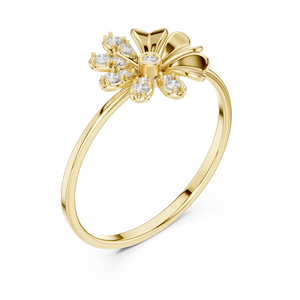 Anillo de oro macizo de 14k para mujer con diamante de corte redondo minimalista en forma de flor, ideal para regalo, compromiso, aniversario, boda. - Product Image 6