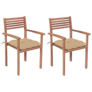 Set di 2 Sedie da Patio in Teak Beige Finemente Levigato, Design Standard - Product Image 1