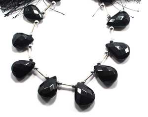 Cuentas facetadas de espinela negra natural en forma de pera, hilo de piedras preciosas, cuentas sueltas para la fabricación de joyería al por mayor. - Product Image 3