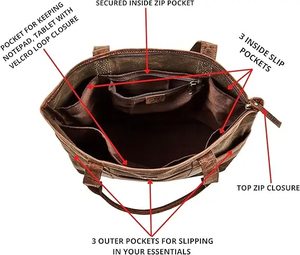 Vintage <b>Canvas</b> <b>Tote</b> Bag Solid Color Open Top Daily Use Women's Shoulder Handbag Waxed Water Repellent Brown - Product Image 2