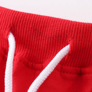 กางเกงขาสั้นลำลองผู้ชายสีแดงแบบสั่งทำพิเศษ เนื้อผ้าถักระบายอากาศได้ดี เป็นมิตรกับสิ่งแวดล้อม เอวยางยืด ผ้าฝ้ายฟลีซ 100% ความยาวระดับเข่า - Product Image 5