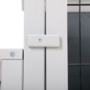 Conigliera in Legno XH Off-white per Esterni, Casa per Conigli con Porta Apribile, Griglia di Ventilazione, Recinzione e Vassoio di Pulizia, Modello Arredamento - Product Image 6