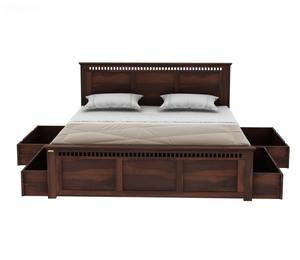 Compre a Precios de Mayoreo: Cama de Madera Sheesham con Almacenamiento Lateral, Tamaño King, Acabado en Nogal, Cama de Madera Sólida Elegante con Detalles Artísticos - Product Image 2